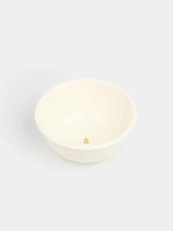 Bowl, 2.4 l, enameled metal, milky, with golden edging, House, Enamel, image-1