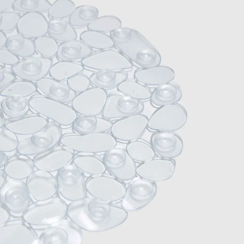 Bath/shower mat, 36x68 cm, with suction cups, PVC, Oval, White, Stones, Pebble, image-1