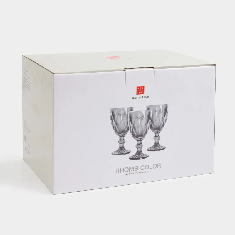 Wine glass, 300 ml, 6 pcs, glass R, grey, Rhomb color, image-6