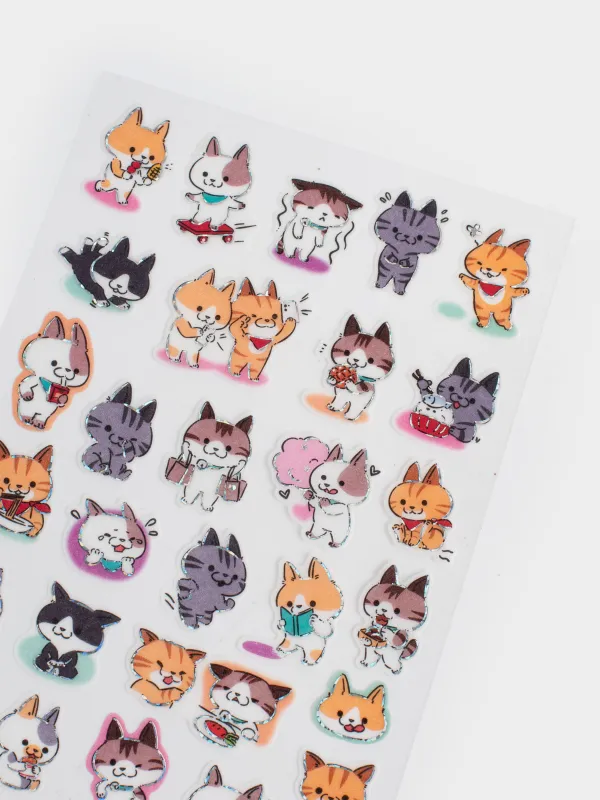 Sticker set, 17x9 cm, 38 pcs, disposable, paper, Cats, Cat, image-1