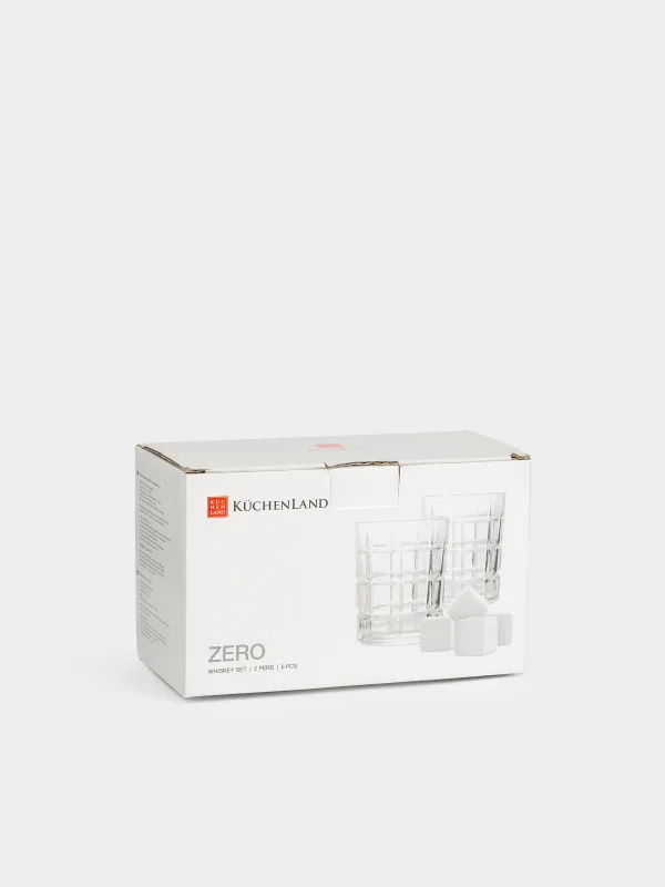 Drink set, 2 persons, 6 items, glasses/cubes, glass P/marble, Zero, image-9