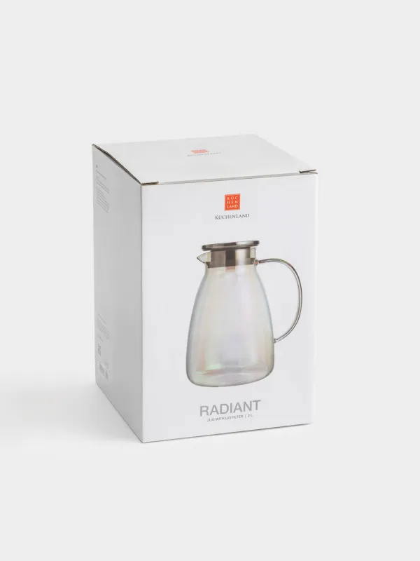 Jug, 2 l, with filter lid, glass B/steel, mother-of-pearl, Radiant, image-5