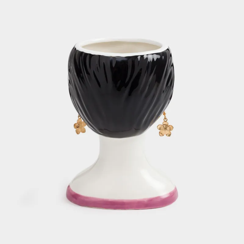 Cosmetic brush stand, 14 cm, ceramic, Girl with Earrings, Girls, image-2