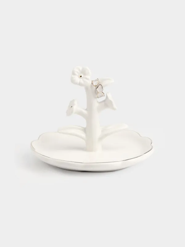 Jewelry holder, 13x10 cm, ceramic, Milky gold, Flowers, Bloome, image-2