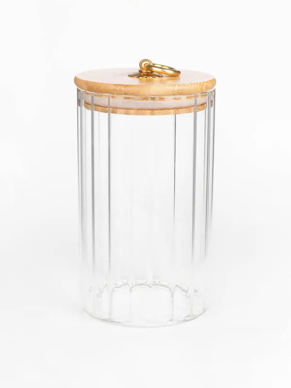 Can for bulk products, 800 ml, glass B / bamboo, Camellia, image-0