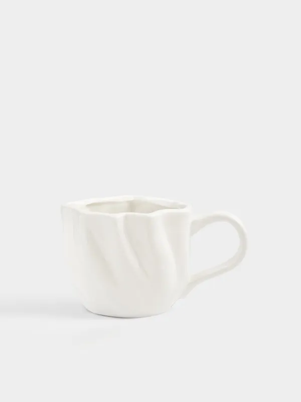 Mug, 440 ml, ceramic, milky, Wavy edge, Crumple, image-0