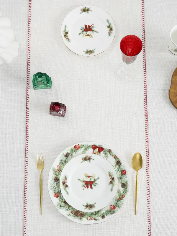 Table runner, 40x160 cm, with stitching, polyester, milky, Burlap, Gunny traditions, image-6