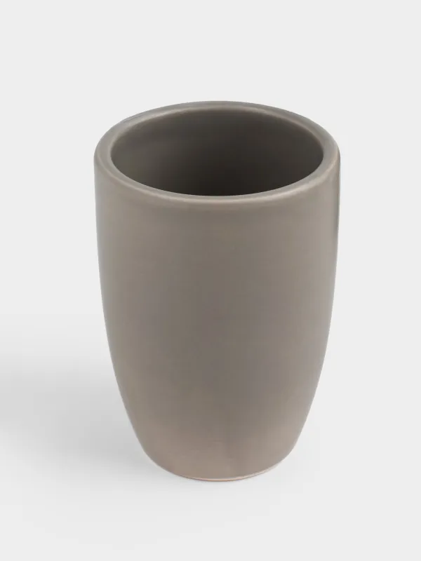 Bathroom glass, 10 cm, ceramic, beige-gray, Giza, image-1