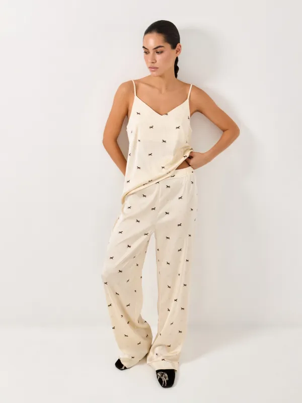 Women's trousers, homewear, size L, polyester / elastane, milky, Horse, Luanne, image-0