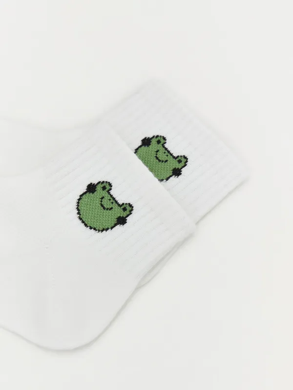 Children's socks, size 23-26, cotton / polyester, white, Frog, Lucky, image-3