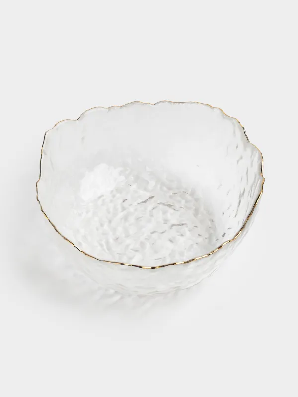 Salad bowl, 17x7 cm, 850 ml, glass, with golden edging, Nautilus gold, image-1