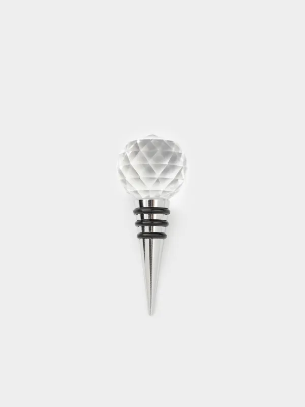 Wine Bottle Stopper, 11 cm, Steel / glass, Diamond, Diamond, image-0