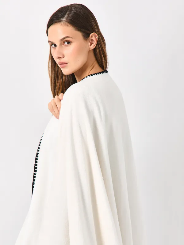 Poncho, 75x140 cm, fleece, sand-grey, Abstract, Fleece poncho, image-5