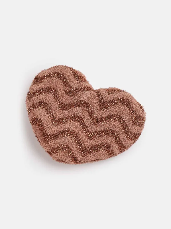 Dish washing sponge, 13x10 cm, double-stranded, polyester / foam, bronze, Heart, Clean, image-2