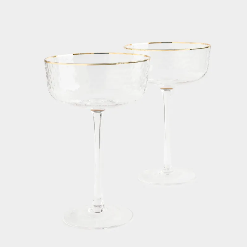 Drinking glass, 170 ml, 2 pcs, glass, with golden edging, Ripply gold, image-5