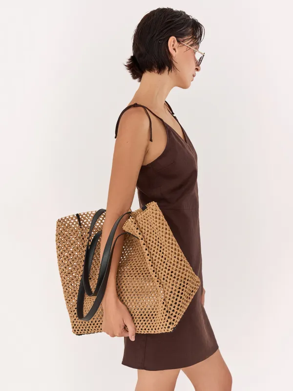 Women's dress, mini, size S, with straps, viscose / linen, lemon, Nicole, image-2