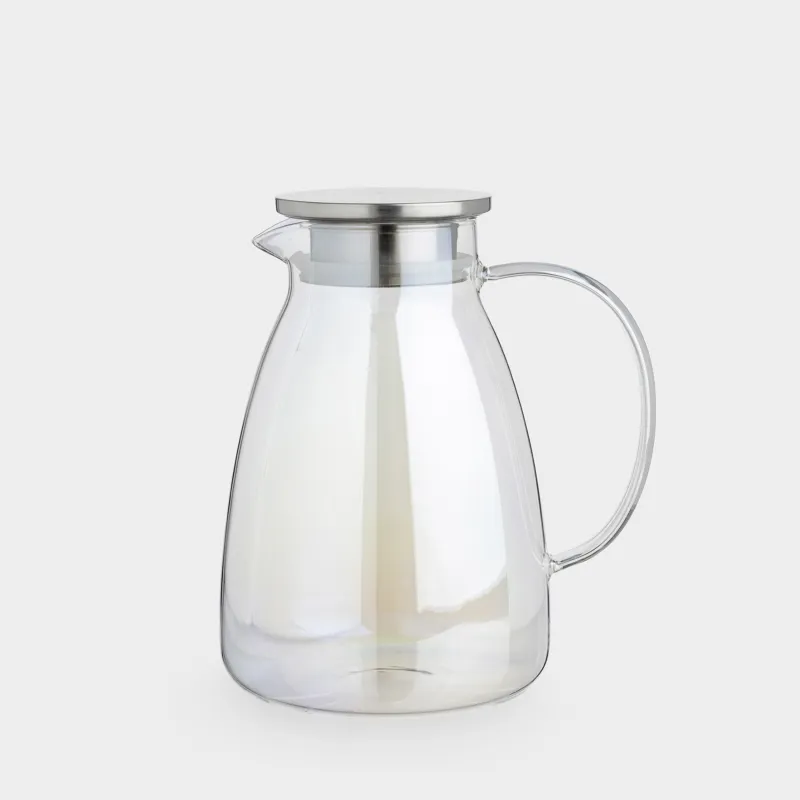Jug, 2 l, with filter lid, glass B/steel, mother-of-pearl, Radiant