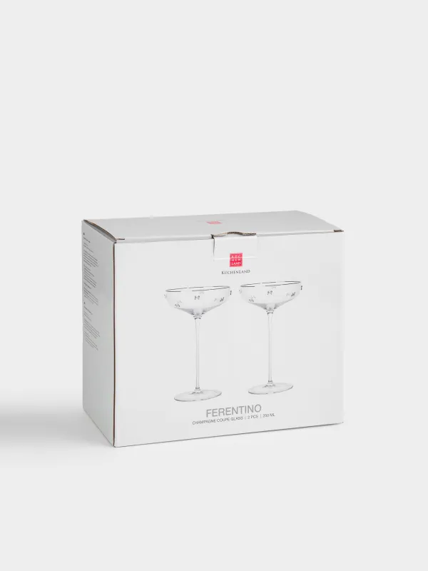 Drinking glass, 250 ml, 2 pcs, crystal glass, with silver edging, Ferentino, image-4