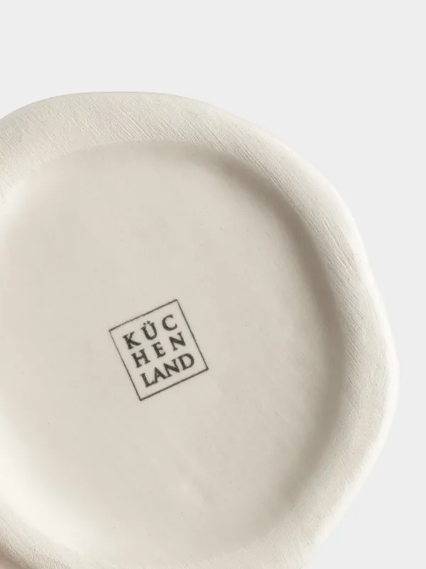 Cosmetic brush stand, 12 cm, ceramic, milk, speckled, Crumple speckled, image-2