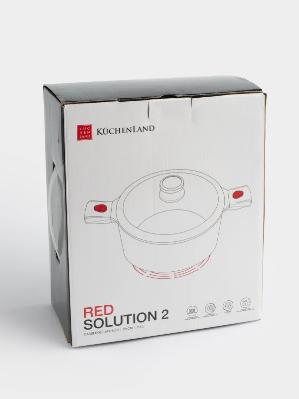 Pot, 20 cm, 2.5 l, with lid, removable handles, coated, aluminum, Solution Red 2, image-6