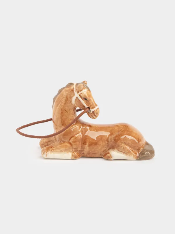 Statuette, 6 cm, ceramic / artificial leather, brown, Horse, Natural horse, image-0