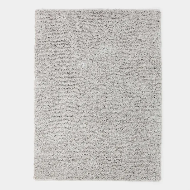 Carpet, 150x210 cm, Polyester / cotton, Grey, Fluffy pile, Monotone