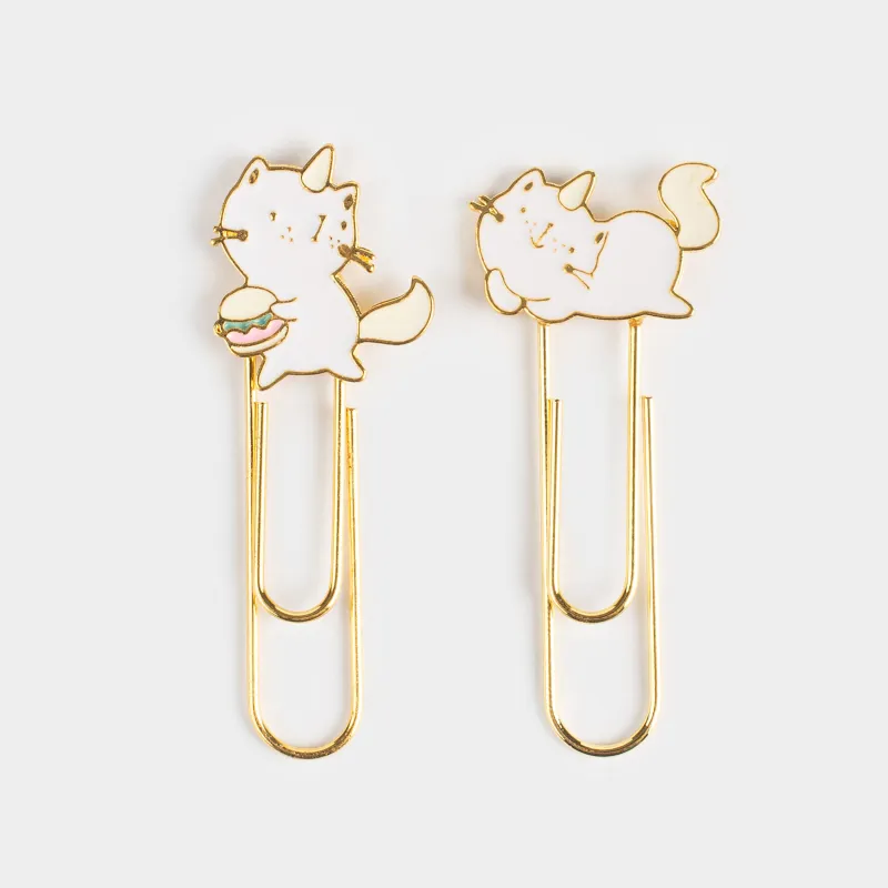 Stationery paper clip, 7 cm, 2 pcs, metal, Pink / blue, Unicorn Cat, Cat-unicorn