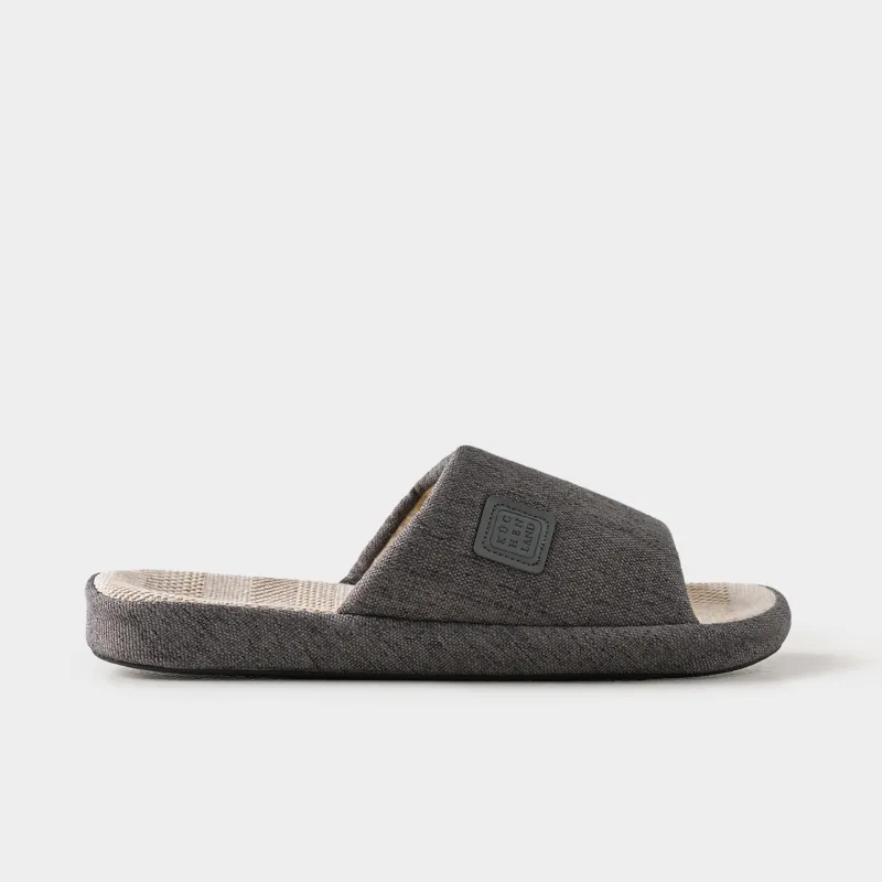 Men's slippers, homewear, size 42-43, polyester, dark gray, Serious