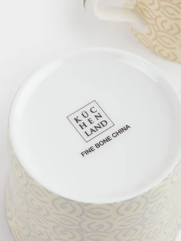 Mug, 330 ml, 4 pcs, porcelain F, mix, with golden edging, Patterns, Geometry, image-4