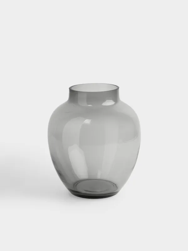 Flower vase, 23 cm, glass, grey, Clear grey, image-0