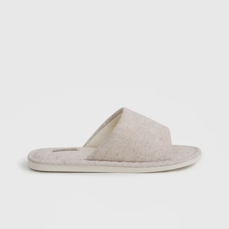 Women's slippers, homewear, size 36-37, polyester/linen, beige, Lino