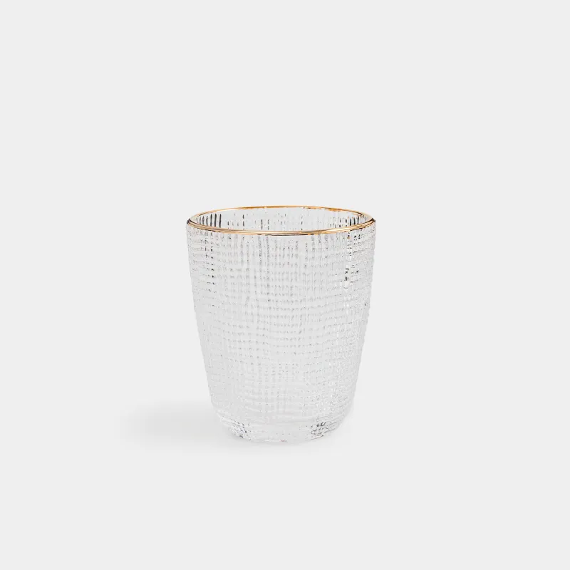 Glass, 10 cm, 320 ml, glass R, with golden edging, Grain gold