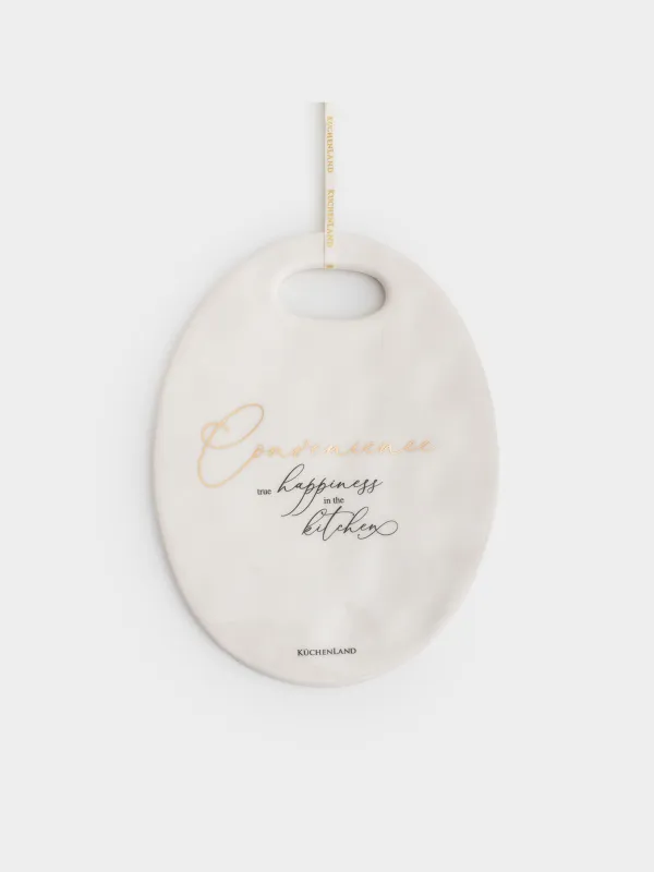 Hot trivet, 15x20 cm, ceramic, oval, milky, Crumpled effect, Crumple kitchen, image-0