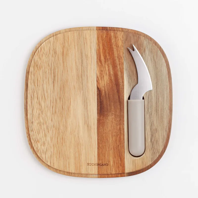Cheese set, 2 pcs, dish board / dome, steel / wood / plastic, Noble tree, image-4