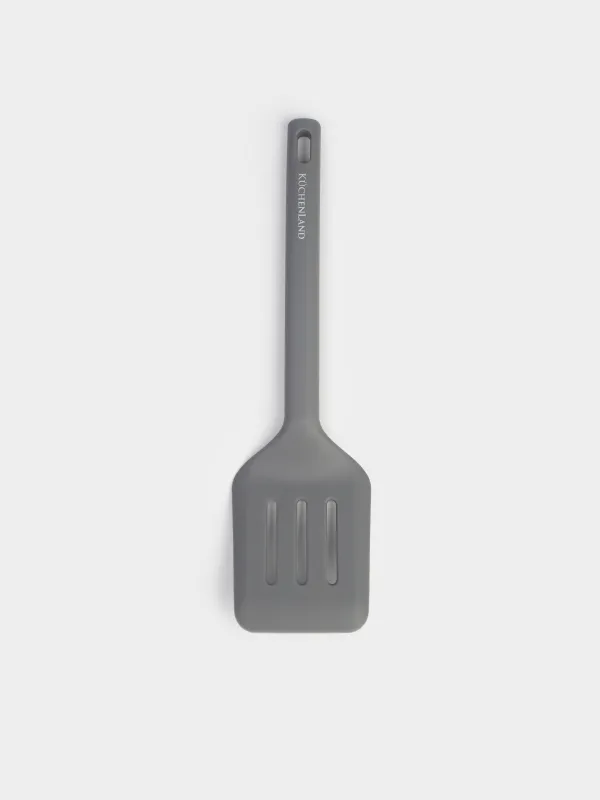 Spatula, 30 cm, slotted, Silicone, Grey, Grey steel, image-0