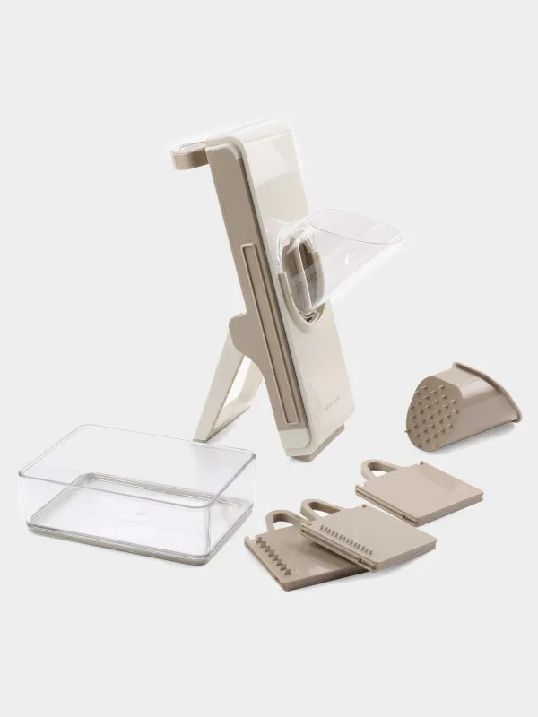 Vegetable slicer, 29 cm, 3 in 1, plastic / steel, beige/gray-brown, Soft, image-0
