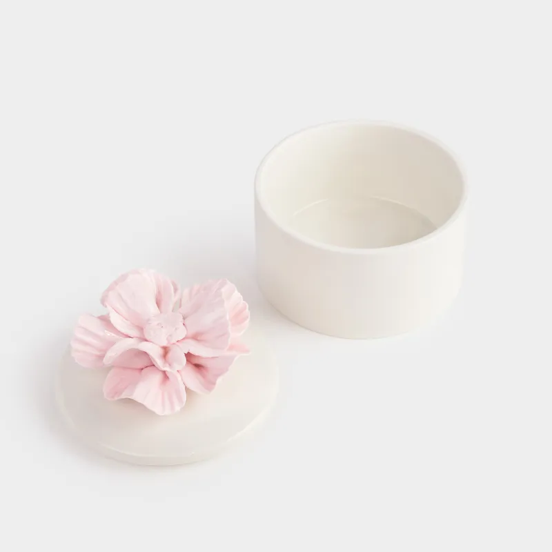 Jewelry box, 11x9 cm, ceramic, milky, Flower, Rose, image-4