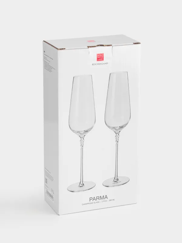 Drinking glass, 260 ml, 2 pcs, crystal glass, Twisted leg, Parma, image-4
