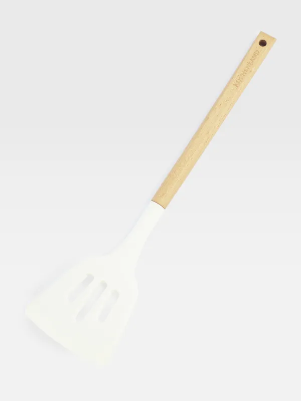 Spatula, 32 cm, with slits, silicone / wood, beige, Provence, image-3