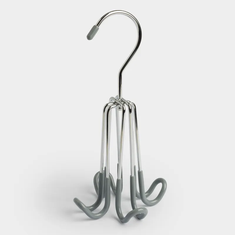 Belt hanger, 18 cm, 4 hooks, Rotating, Coated metal, Grey, Colorful house, image-2