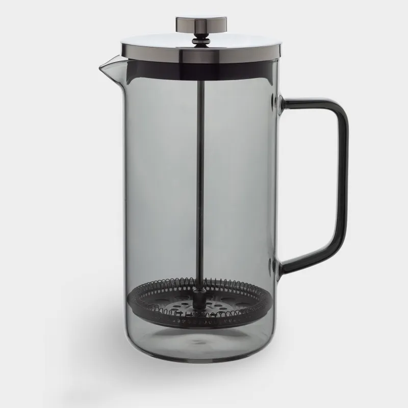 French press, 1,2 l, used glass / steel, grey, Flavor