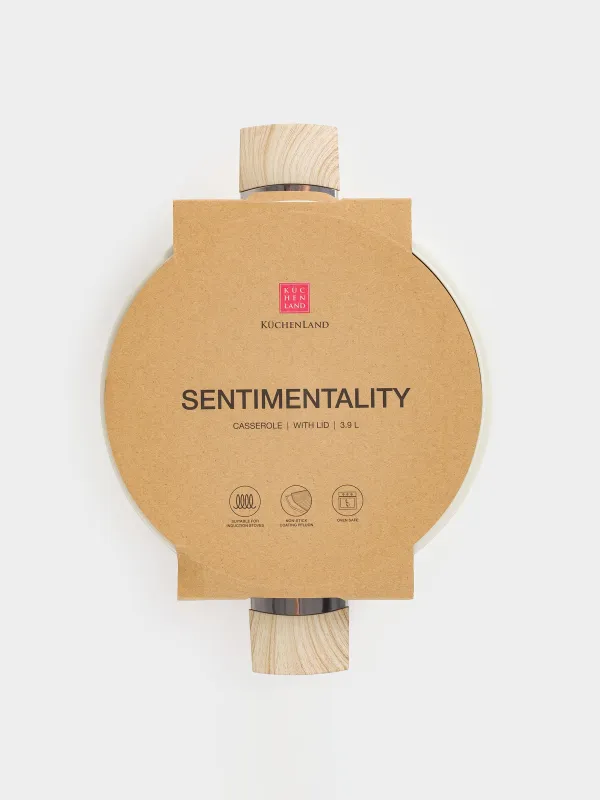 Pot, 24 cm, 3,9 l, with lid, coated, aluminum, milky, Sentimentality, image-3