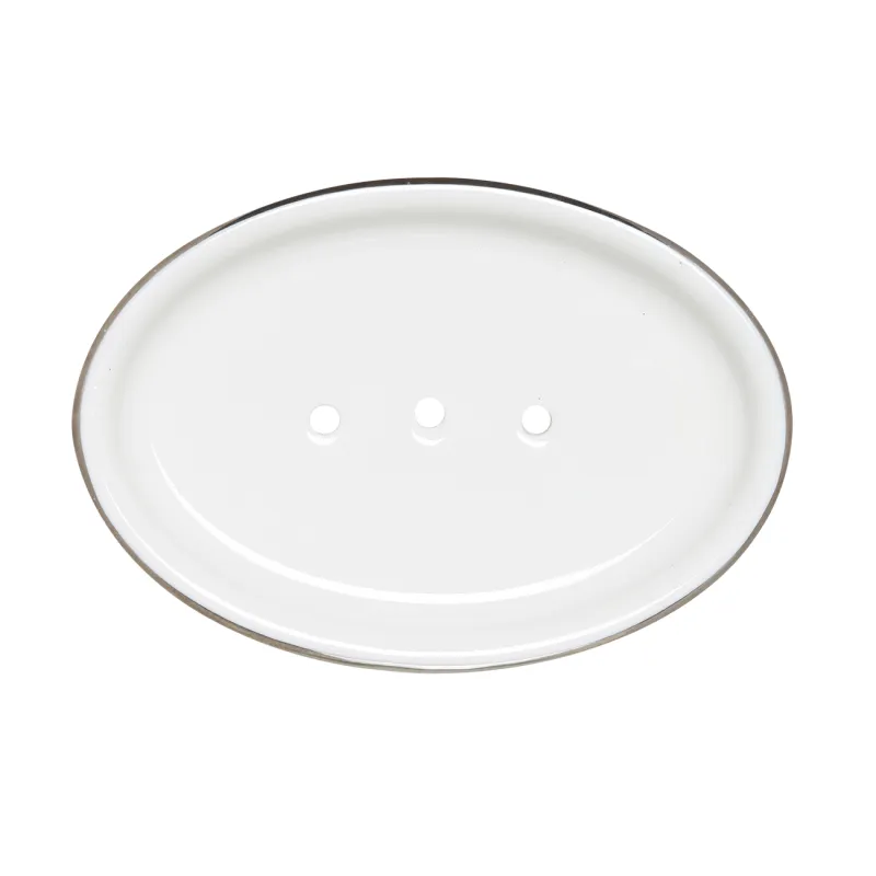 Soap dish, 13x9 cm, ceramic, oval, white, with silver edging, Kaliopa, image-1