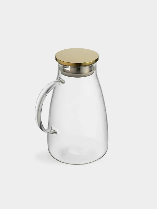 Jug, 2 l, with filter lid, glass B / steel, golden, Classic gold, image-2