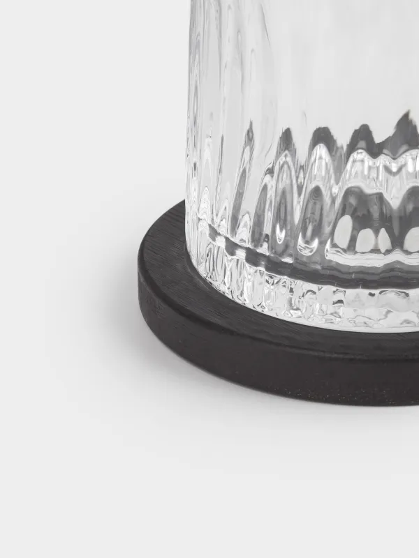 Drinking glass, 10 cm, 280 ml, on a stand, glass R / bamboo, Ribby, image-3