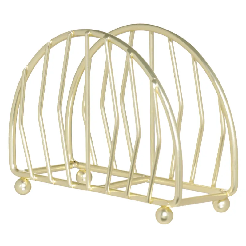 Napkin holder, 13 cm, metal, golden, semicircle, Twist gold, image-1