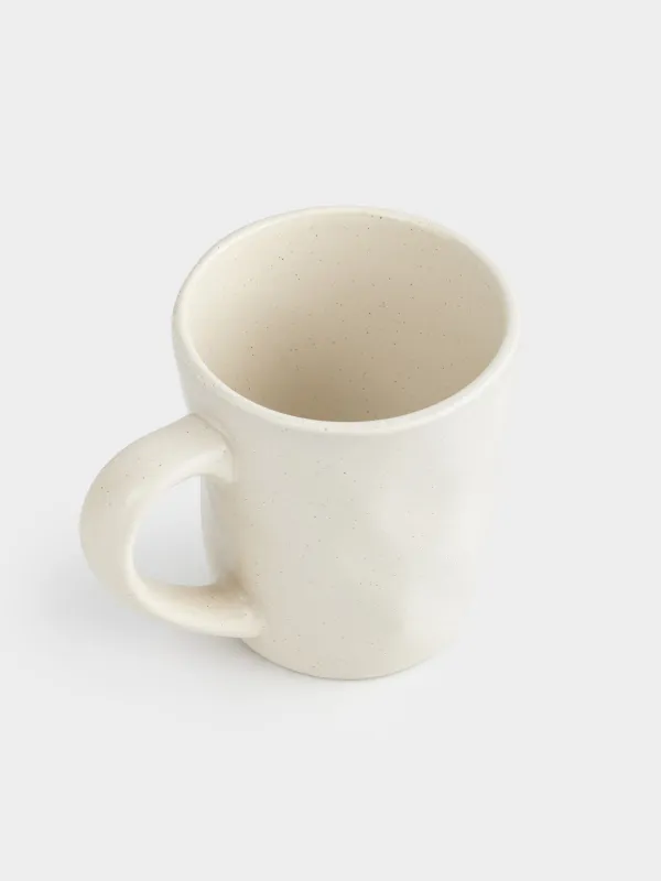 Mug, 280 ml, ceramic, milky, Crumple creme, image-1