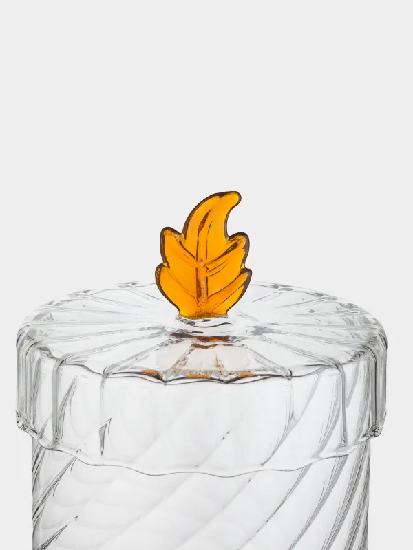 Storage container, 11x13 cm, 800 ml, glass B, Amber leaf, Naiad, image-1