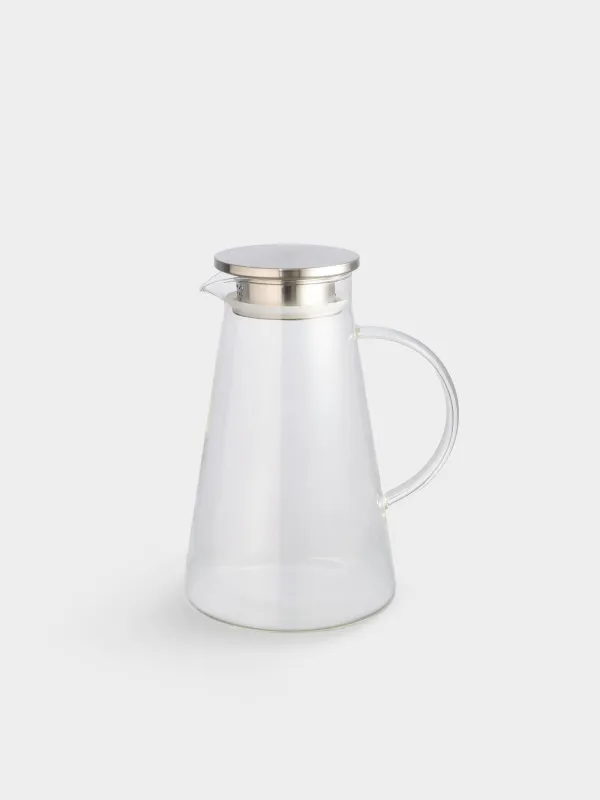 Jug, 1,7 l, with filter cover, glass B / steel, Clear, image-0