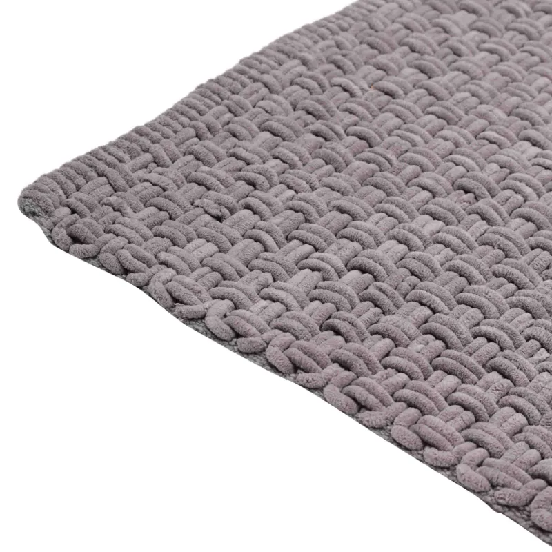 Mat, 60x110 cm, anti-slip, microfiber/cotton, dark grey, Grid, Cozy, image-2